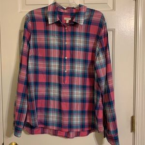 Talbots plaid button up top